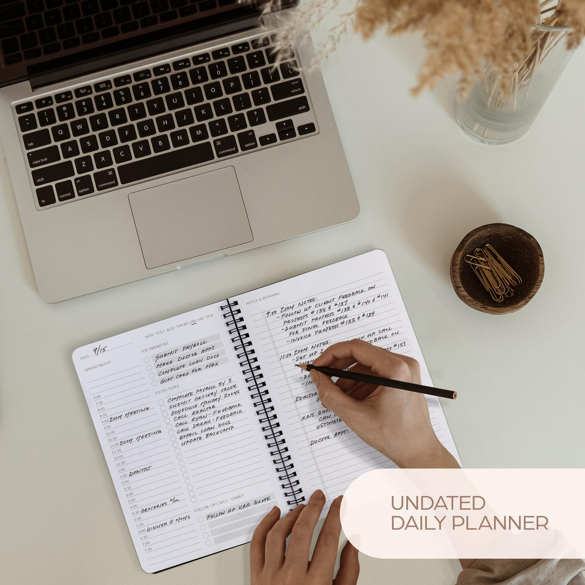 Beautiful Daily Planner And Notebook With Hourly Schedule