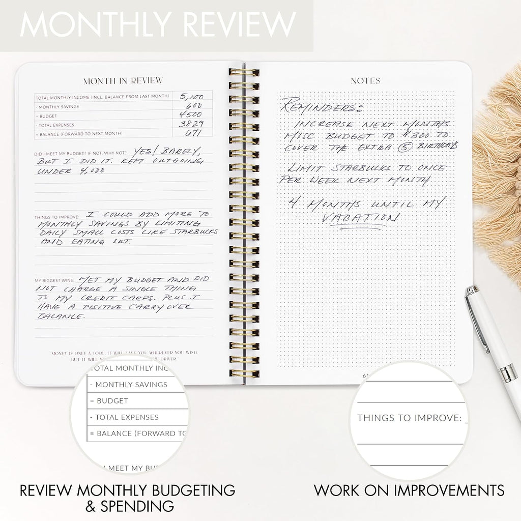 Easy to Use Monthly Budget Planner - 12 Month Financial Organizer with Expense Tracker Notebook