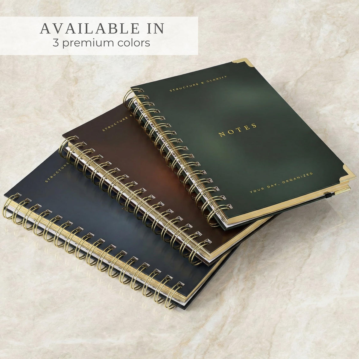 Daily Planner and Notebook with Hourly Schedule, Undated, Spiral Bound, 210 Pages, 8.4x6.1 Inches, Blue Hardcover