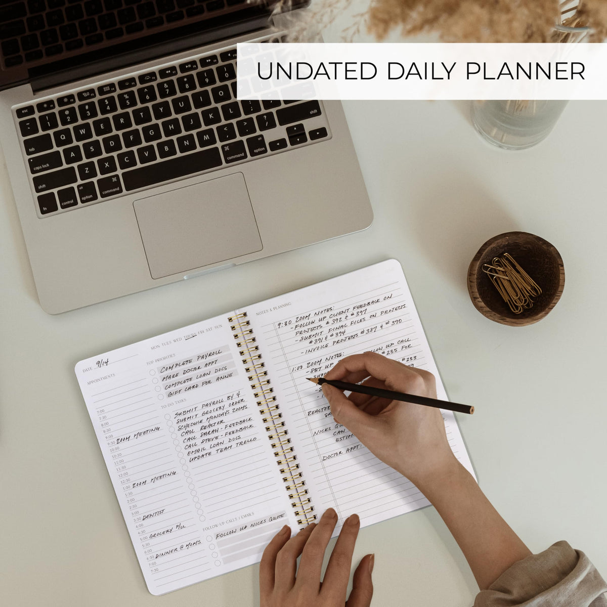 Beautiful Daily Planner And Notebook With Hourly Schedule
