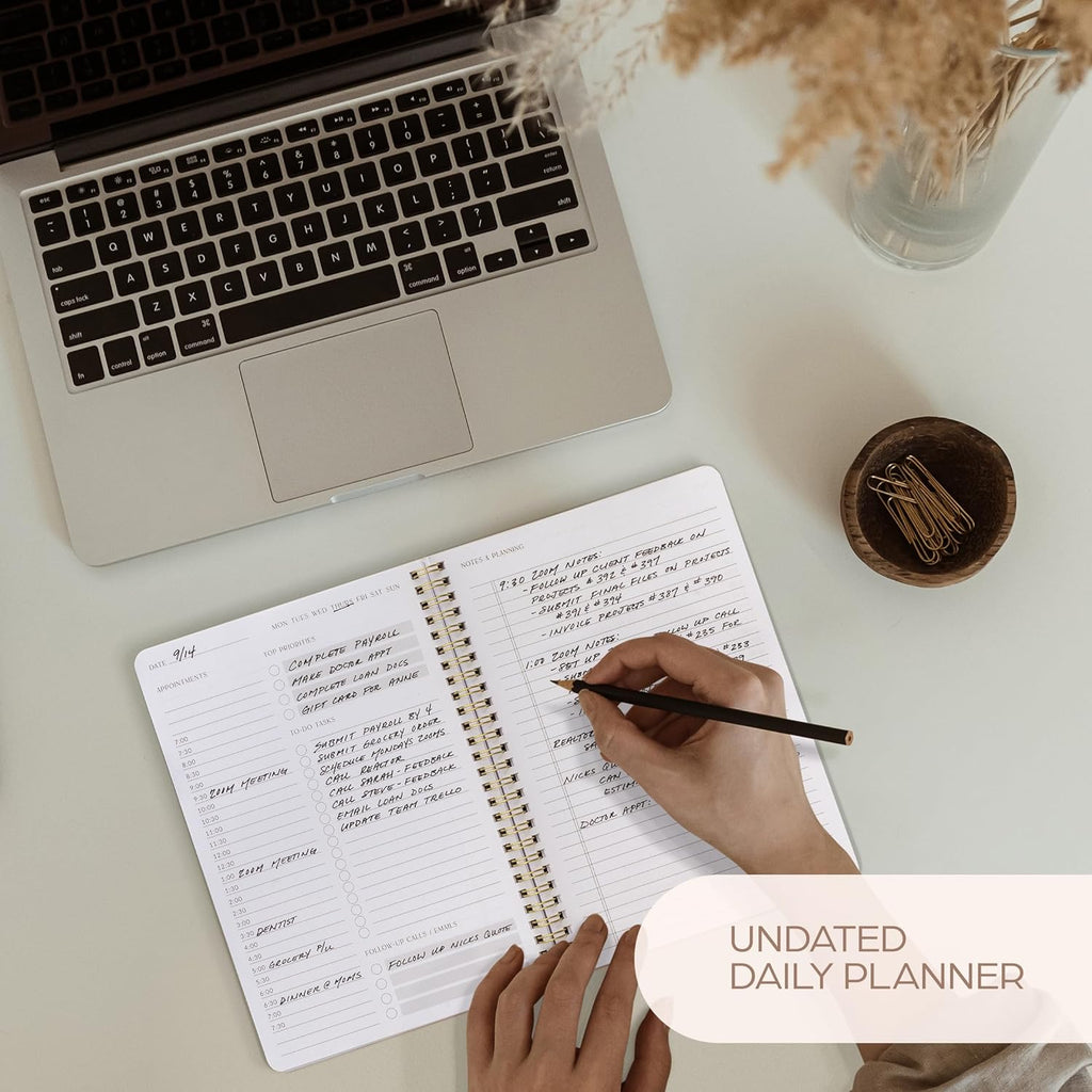 Beautiful Daily Planner And Notebook With Hourly Schedule