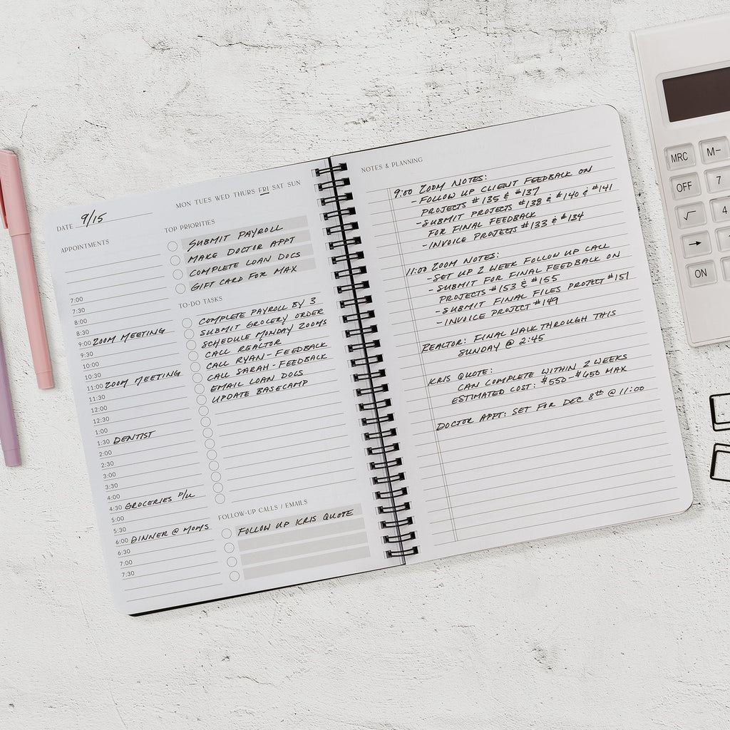 Beautiful Daily Planner And Notebook With Hourly Schedule