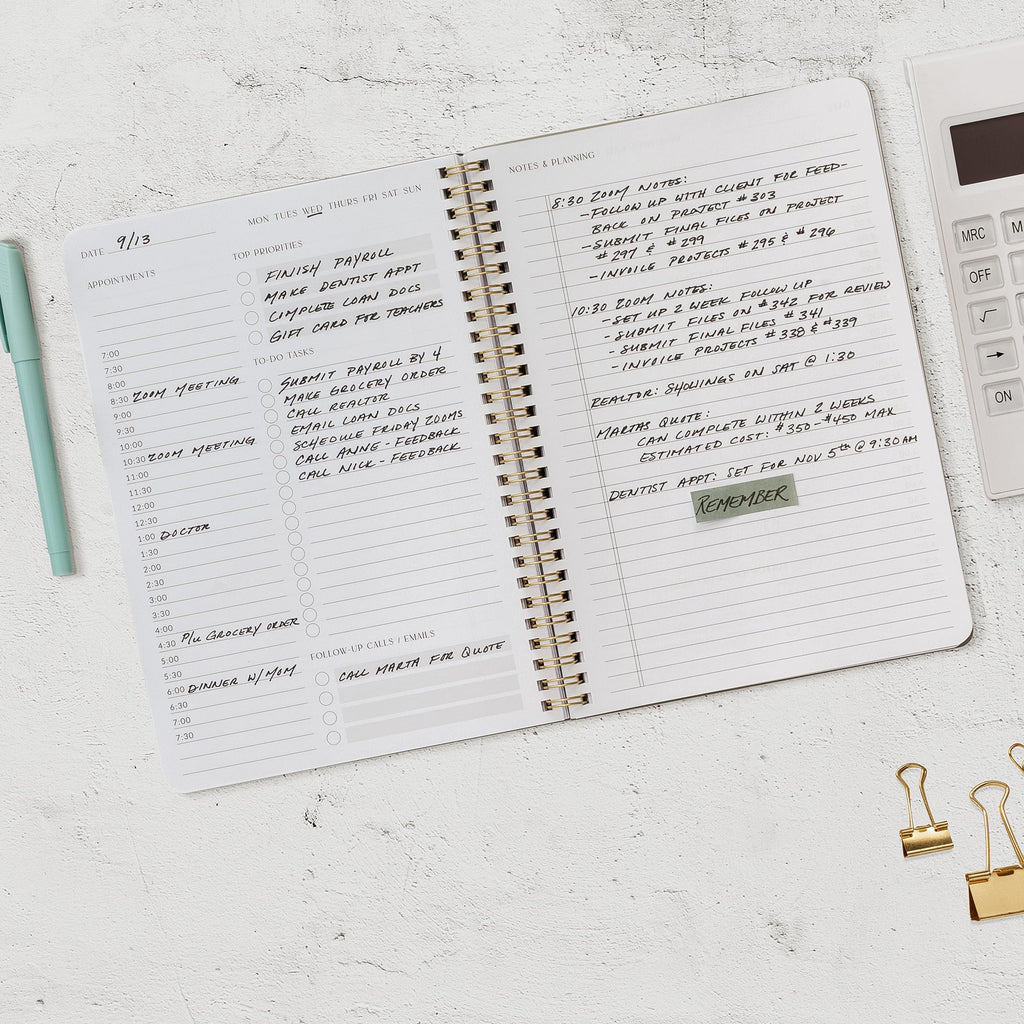 Beautiful Daily Planner And Notebook With Hourly Schedule
