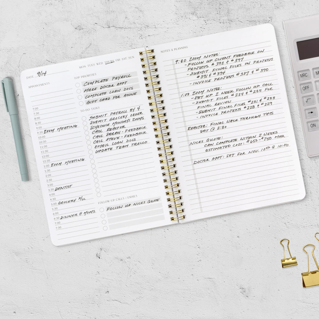 Beautiful Daily Planner And Notebook With Hourly Schedule